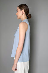 Antonelli Botticelli Ruffled Sleeveless Blouse in Sky Blue Vancouver. Shop Online or in Store.