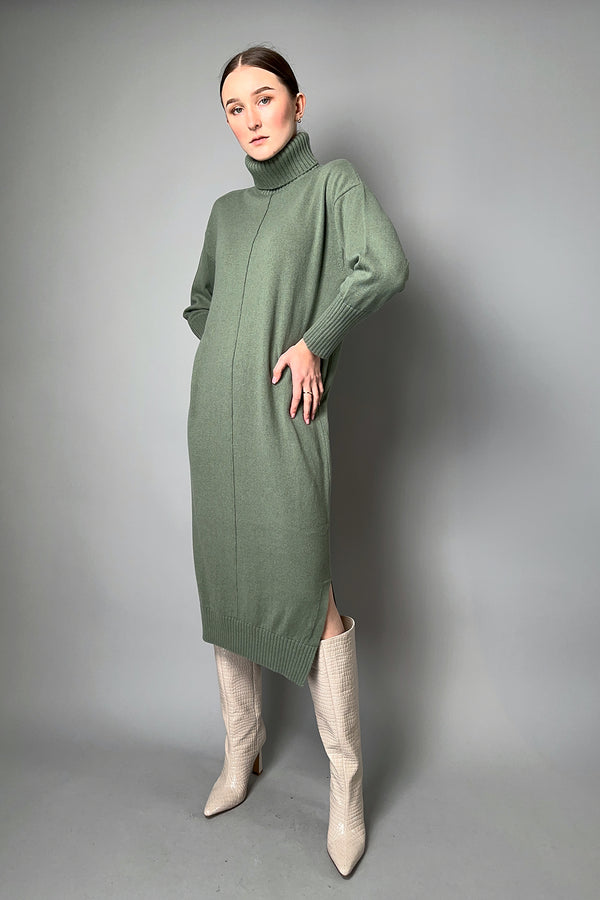 Antonelli Tarquinia Maxi Turtleneck Dress in Sage Green- Ashia Mode- Vancouver, BC
