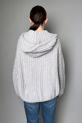 Antonelli Ancona Hooded Chunky Knit Zip Sweater in Light Grey- Ashia Mode- Vancouver, BC