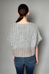 Antonelli Pordenone Chunky Knit Sleeveless Pullover with Subtle Sparkle in Grey and Brown- Ashia Mode- Vancouver, BC