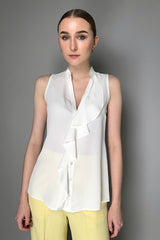 Antonelli Botticelli Ruffled Sleeveless Blouse in White Vancouver. Shop Online or in Store.