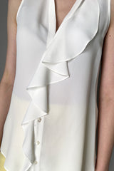 Antonelli Botticelli Ruffled Sleeveless Blouse in White Vancouver. Shop Online or in Store.