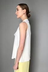Antonelli Botticelli Ruffled Sleeveless Blouse in White Vancouver. Shop Online or in Store.