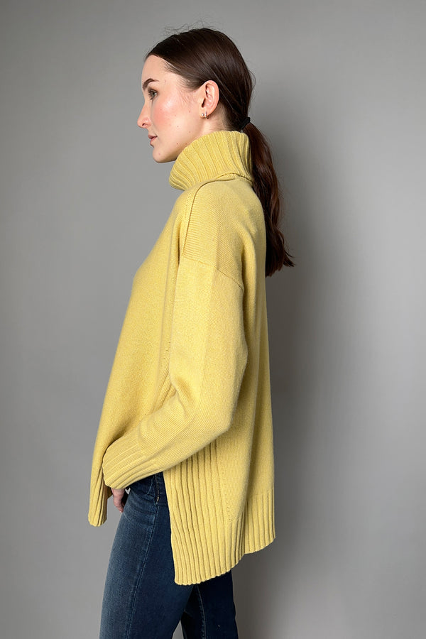 Antonelli Lecce Turtleneck Knitted Pullover in Mustard Yellow- Ashia Mode- Vancouver, BC