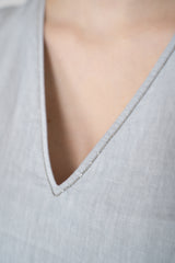 Peserico V-neck Linen Tiered Dress in Light Blue Vancouver. Shop Online or in Store.