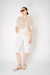 Lorena Antoniazzi Linen Viscose Cargo Bermuda Pants in White