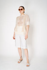Lorena Antoniazzi Linen Viscose Cargo Bermuda Pants in White