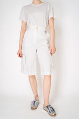 Lorena Antoniazzi Linen Viscose Cargo Bermuda Pants in White