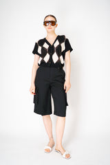 Lorena Antoniazzi Linen Viscose Cargo Bermuda Pants in Black