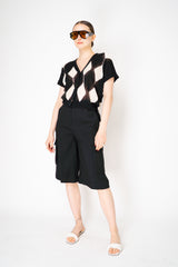 Lorena Antoniazzi Linen Viscose Cargo Bermuda Pants in Black