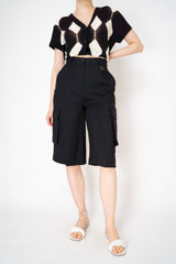 Lorena Antoniazzi Linen Viscose Cargo Bermuda Pants in Black