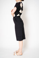 Lorena Antoniazzi Linen Viscose Cargo Bermuda Pants in Black