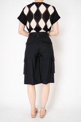 Lorena Antoniazzi Linen Viscose Cargo Bermuda Pants in Black