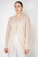 Lorena Antoniazzi Viscose Knit Open Work Cardigan in Gold Pearl