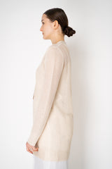 Lorena Antoniazzi Viscose Knit Open Work Cardigan in Gold Pearl
