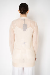 Lorena Antoniazzi Viscose Knit Open Work Cardigan in Gold Pearl