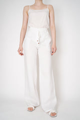 Lorena Antoniazzi Pull-On Style Straight Leg Baggy Ramie Trousers in White Vancouver. Shop Online or in Store.