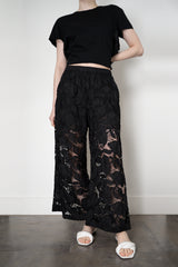 MeiMeiJ Sheer Macramé Floral Pants in Black Vancouver. Shop Online or in Store.