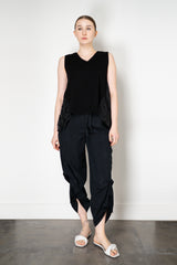 MeiMeiJ Cotton Knit Sleeveless V-Neck Top with Floral Silk Chiffon Back in Black Vancouver. Shop Online or in Store.