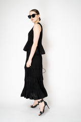 MeiMeiJ Pleated Peplum Sleeveless Top in Black Vancouver. Shop Online or in Store.