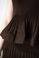 MeiMeiJ Pleated Peplum Sleeveless Top in Mocha Brown Vancouver. Shop Online or in Store.
