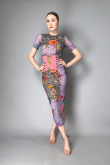 Fuzzi Short Sleeve Sea and Floral Patch Block Tulle Dress in Lavender Vancouver. Shop Online or in Store.
