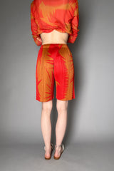 Pleats Please Issey Miyake Piquant Shorts in Red and Orange Pattern Vancouver. Shop Online or in Store.