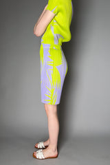 Pleats Please Issey Miyake Piquant Shorts in Green and Grey Pattern Vancouver. Shop Online or in Store.