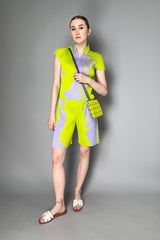 Pleats Please Issey Miyake Piquant Shorts in Green and Grey Pattern Vancouver. Shop Online or in Store.