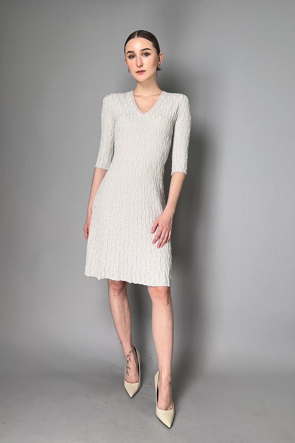 D. Exterior Knit Dress with Sequin Details in Clay Beige