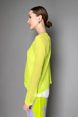 Pleats Please Issey Miyake Tatami April  Cardigan in Neon Green