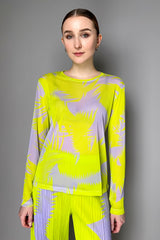 Pleats Please Issey Miyake Piquant Tulle Top in Green and Grey Pattern Vancouver. Shop Online or in Store.