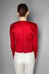 Pleats Please Issey Miyake New Colorful Basics Cardigan in Red