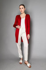 Pleats Please Issey Miyake New Colorful Basics Long Cardigan in Red