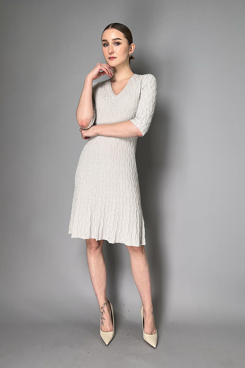D. Exterior Knit Dress with Sequin Details in Clay Beige