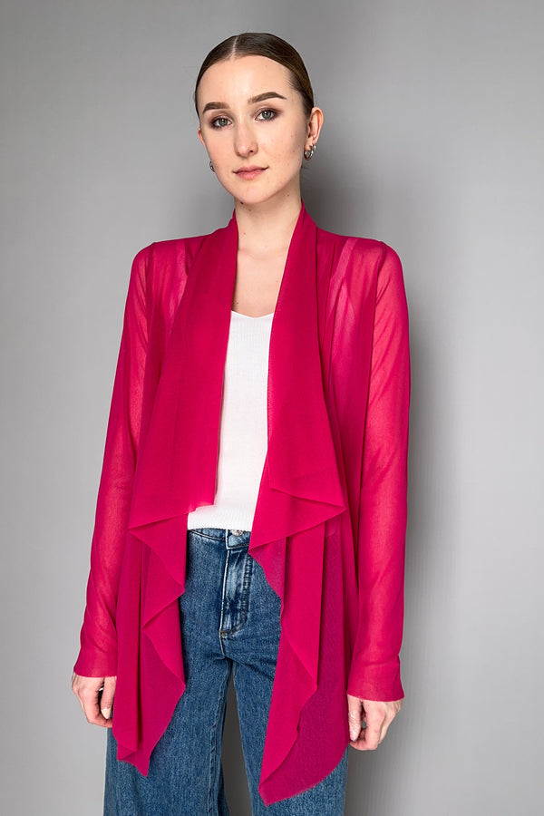 Fuzzi Waterfall Tulle Cardigan in Fuchsia Vancouver. Shop Online or in Store.