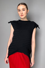 Pleats Please Issey Miyake Chili Knit Sleeveless Ribbed Top in Black