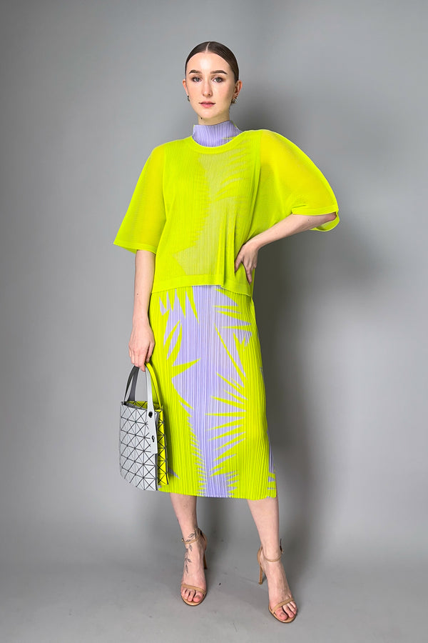 Pleats Please Issey Miyake Tatami April  T-Shirt  in Neon Green