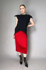 Pleats Please Issey Miyake Chili Knit Sleeveless Ribbed Top in Black