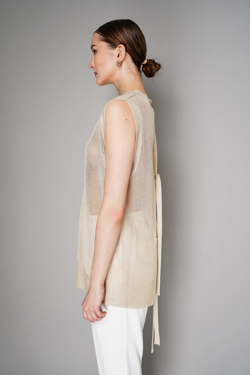 Lorena Antoniazzi Knitted Tunic Cover-Up with Open Back in Gold