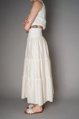 Lorena Antoniazzi Cotton Voile Tiered Skirt in Antique White