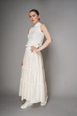 Lorena Antoniazzi Cotton Voile Tiered Skirt in Antique White