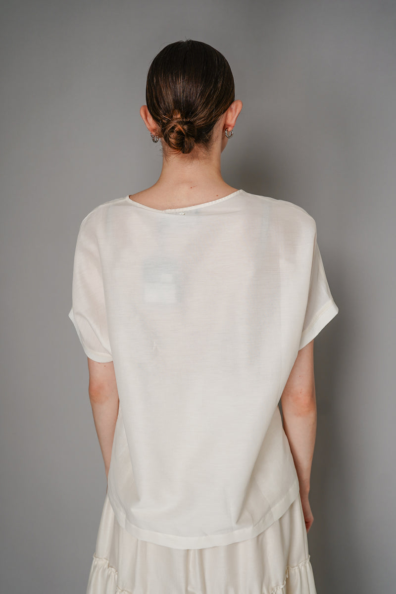 Lorena Antoniazzi Cotton Voile T-Shirt with Transparent Detail in White