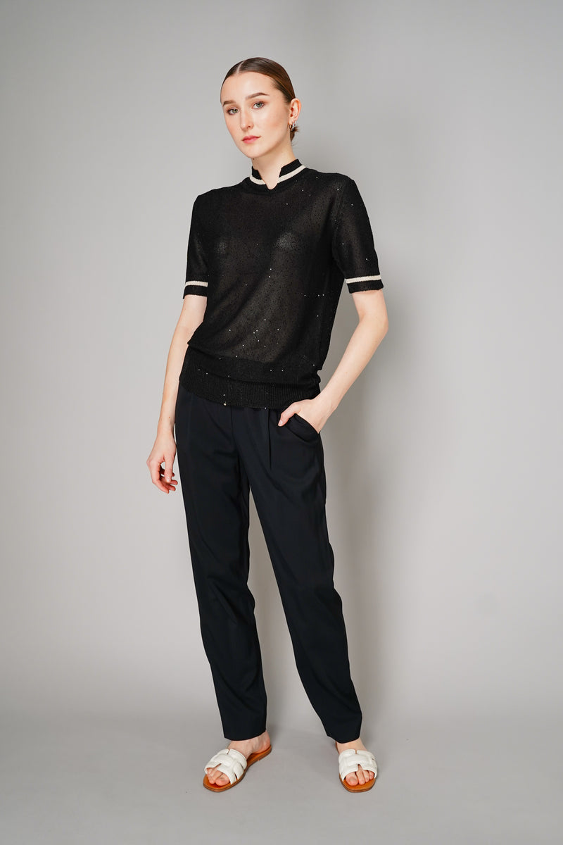 Lorena Antoniazzi Sequin Knit T-Shirt in Black