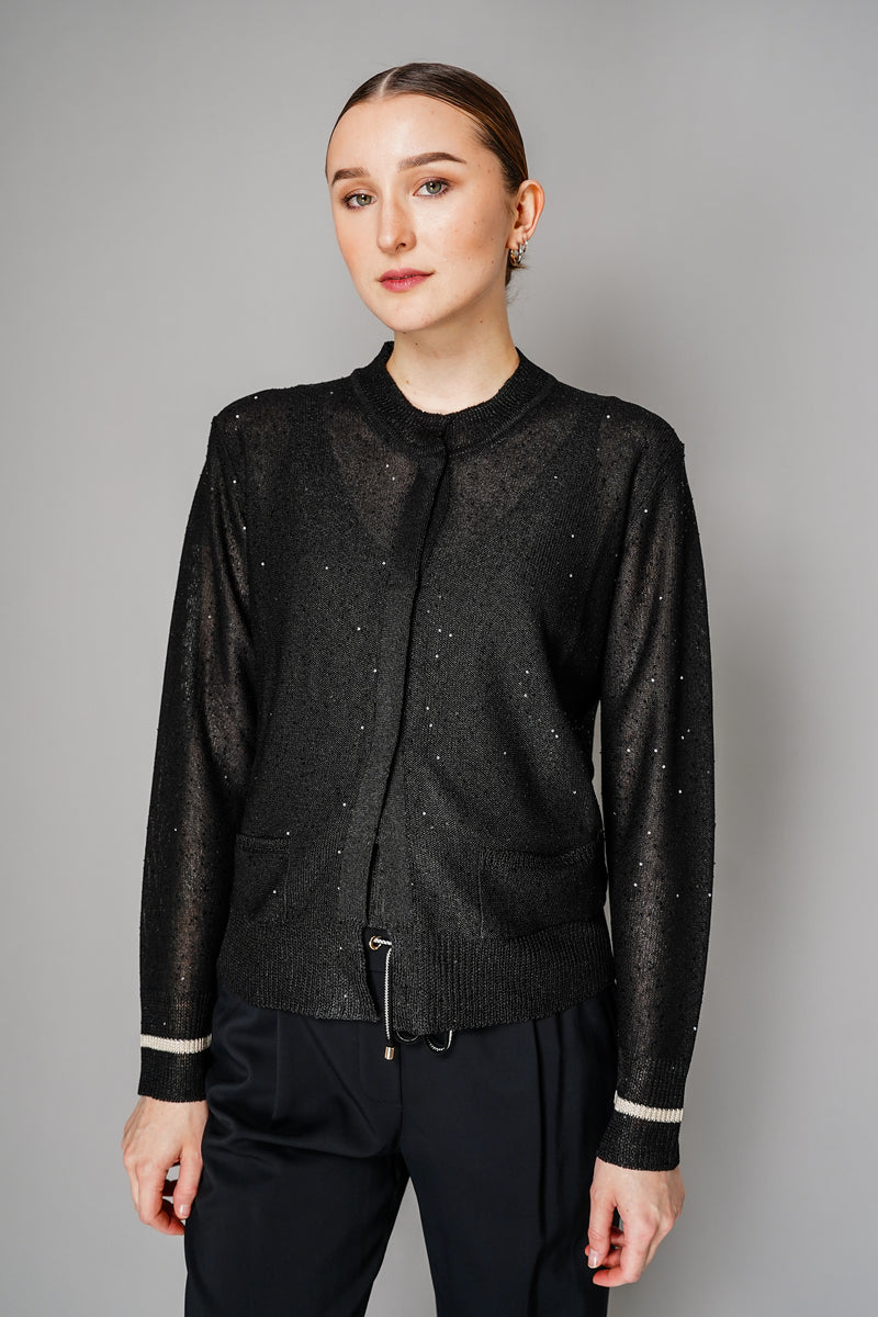 Lorena Antoniazzi Liquid Drape Knitted Cardigan with Sequin Details in Black