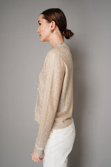 Lorena Antoniazzi Liquid Drape Knitted Cardigan with Sequin Details in Gold