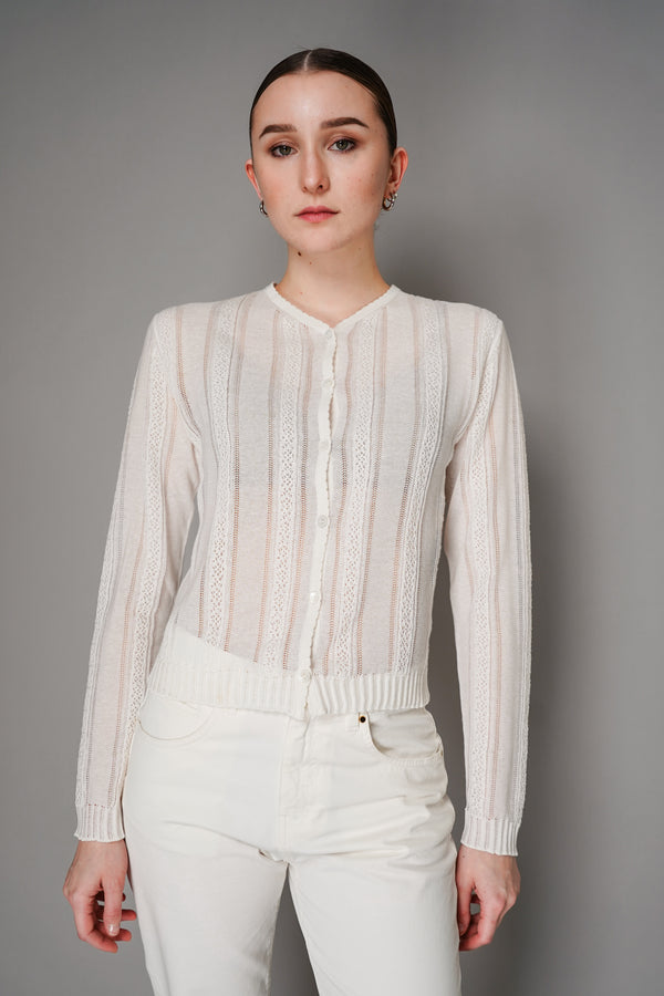 Lorena Antoniazzi Lace Knit Cardigan in White