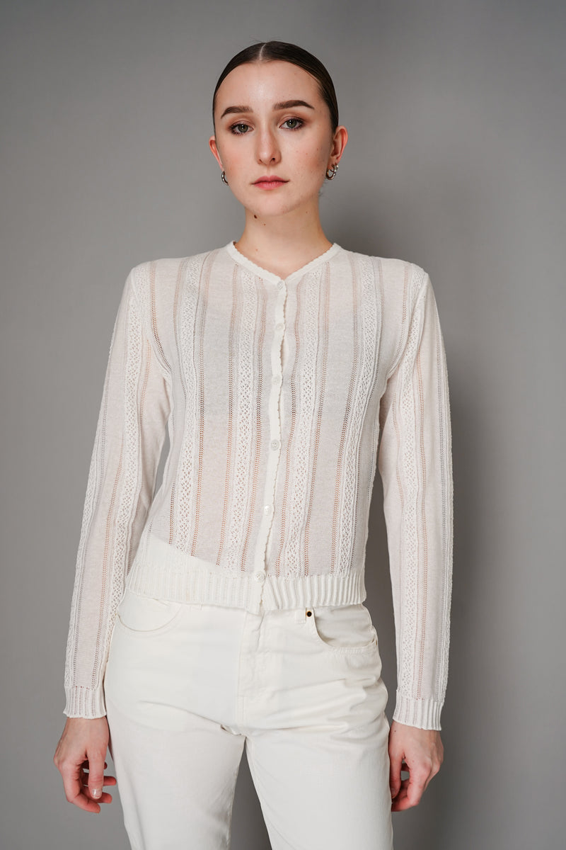 Lorena Antoniazzi Lace Knit Cardigan in White