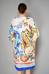 Sara Roka Linen Seahorse Print Dress in Multicolour Vancouver. Shop Online or in Store.