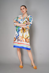 Sara Roka Linen Seahorse Print Dress in Multicolour Vancouver. Shop Online or in Store.